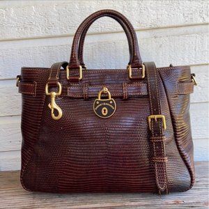 Dooney & Bourke Pad Lock Croc Belvedere Satchel Tote